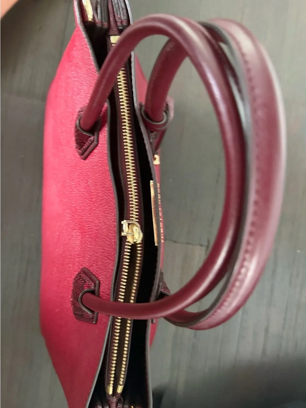 Well loved Michael Kors Burgundy Leather Tote with Snake-Print Wallet